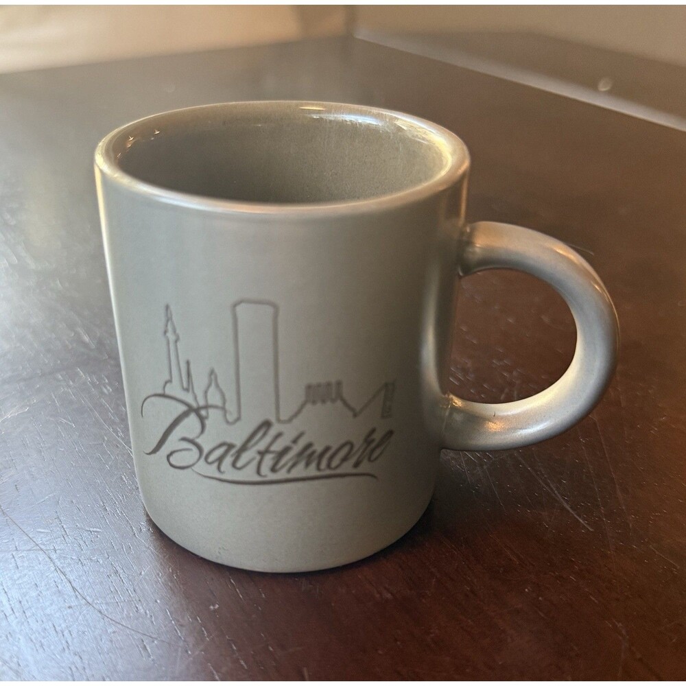 Espresso Mini Coffee Mug Baltimore Skyline Souvenir Gift Gray 3”